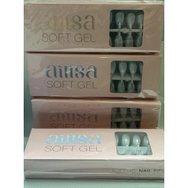 AILLSA Short Almond Nail Tips 1440PCS Soft Gel Full Cover Nail Tips (360pc x4)