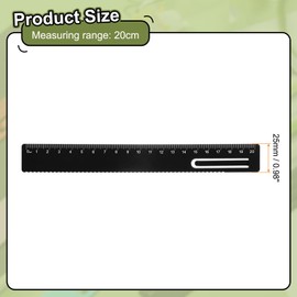 QUARKZMAN Set of 2 Straight Rulers 20 cm Metric Metal Ruler Aluminium Alloy Measuring Bookmark Clip Ruler Scale Tool for Measuring Studying Reading Classroom Office Black