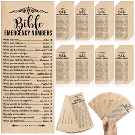 Motiskyy 100 Pcs Christian Bible Emergency Numbers Bookmark Christmas Christian Church Gift 2.36 x 6'' Religious Bible Verse Bookmark for Catholic Friend Sunday School Retreat Class(Brown)