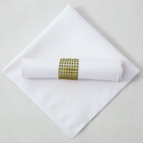 Set of 12 Fabric Napkins with Napkin Rings Set, Tablecloth