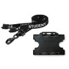 Black Student Lanyard with Double Sided Card Holder (Black)