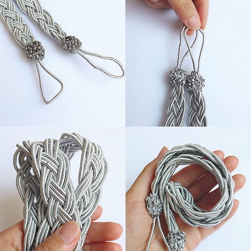 YankMooM 2 Pack Curtain Tiebacks Hand Knitting Curtains Tied Rope
