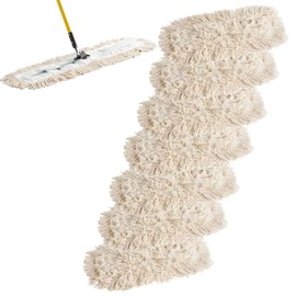 12 Pack 18" x 5" 100% Cotton Dust Mop Head Refills, Heavy-Duty Wall Sweeper Mop, Perfect Replacement Dry Dust Mop Floor Pads for Industrial and Commercial Spaces