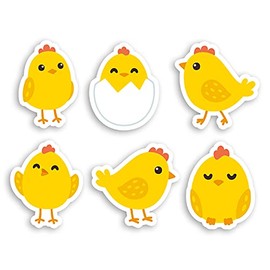 6 x 5cm Cute Yellow Chicks Vinyl Stickers - Baby Chicken Bird Easter Holiday Craft Sticker #70033