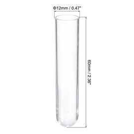 PATIKIL 3ml Plastic Test Tubes with Cork Stoppers, 20Pcs 60x12mm Tubes for Scientific Party Decoration Candy Bead Storage Bath Salt Lab Use, Clear