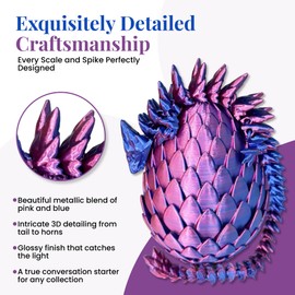 3D Dragon Egg - Articulated Crystal Animals Fidgets, 12-Inch Laser Green 3D Dragon Eggs with Dragon Inside, Easter Dragon Egg Mythical Pieces, Dinosaur Eggs (Chameleon)