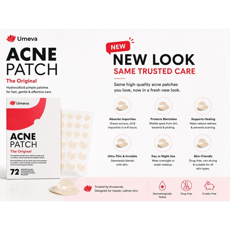 Umeva Acne Patch Hydrocolloid Pimple Patches (72 Count)