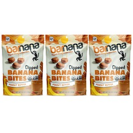 Barnana Organic Peanut Butter Dipped Chewy Banana Bites, 3.5 Ounce Bag (Pack of 3)
