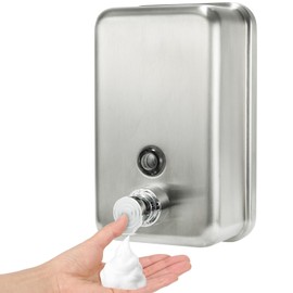 Stardrix Stainless Steel Foam Hand Soap Dispenser, 1100ml / 37oz Wall Mount Foaming Soap Dispenser with Improved Premium Non-Leak Pump and Corrosion-Proof Liner for Commercial and Residential Use