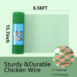 Kipuafar Plastic Wire Mesh Fence Roll - Ideal for Poultry, Rabbit, Barrier & Gardening - Durable Plastic Chicken Wire Mesh - Versatile Plastic Fencing (Green, 15.7IN*6.56FT)