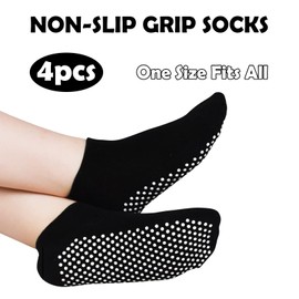 ZPLASK 4Pcs Pilates Socks Non Slip Women, Full Toe Ankle Anti-slip Trainer Yoga Socks, Fall Prevention Pilates Socks, Grip Socks Pilates for Fitness Ballet Dance Home Workout (Black)