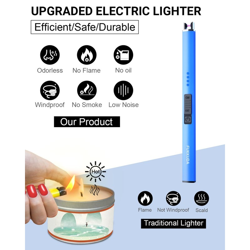 FUKKUDA Electric Candle Lighter with Safety Switch - USB Rechargeable