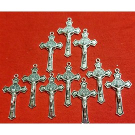 LOT OF 12. St Benedict Cross Stainless Steel  Catholic Jesus Crucifix Pendant