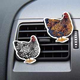 WIRESTER Set of 2 Fresh Scented Car Air Freshener Vent Clip, Decorative Accessories, Interior Decoration for Cars - Wyandotte Chicken, Golden Wyandotte Chicken