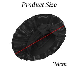 Satin Silk Sleep Cap Adjustable Women Men Bonnet Night Hair Care Protection Head Cap for Curly Long Hair Smooth Breathable (Black)