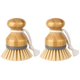 MR.SIGA MR.SIGA Bamboo Palm Brush, Scrub Brush for Dishes Pots Pans Kitchen Sink Cleaning, Pack of 2