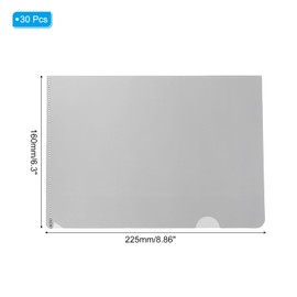 PATIKIL L-Type Folder 30 Pack A5 Plastic File Sleeves Transparent Document Sleeves for Office Grey