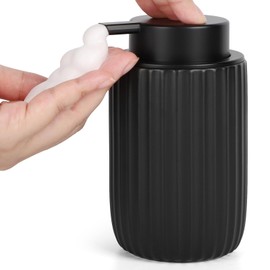 Segbeauty Foaming Hand Soap Dispenser, 320ml Dishwashing Liquid Dispenser, Shampoo Dispenser in Ceramic, Kitchen Soap Dispenser with Foam Pumphead, Kitchen Decor (Black)