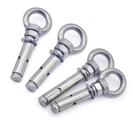 Lifreer 4PCS M6 x 60 mm 304 Stainless Steel Expansion Eye Bolts, Lifting Eyebolt Extension Anchor Bolts with Rings Wall Masonry Concrete Screws