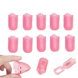 SUKPSY10 Pcs Pink Plastic Acrylic Nail Toe Polish Removal Clip,Nail Art Soak Off Cap Clip UV Gel Nail Polish Remover Set,with Card Slot Adjustable Size for Polish Remover Wrap Cleaner Cap Clip Tool