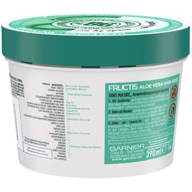 Garnier Hair Mask, Aloe Vera, Hairfood Moisturising 3-in-1 Mask, Care for Smooth Hair, Fructis, 390 ml