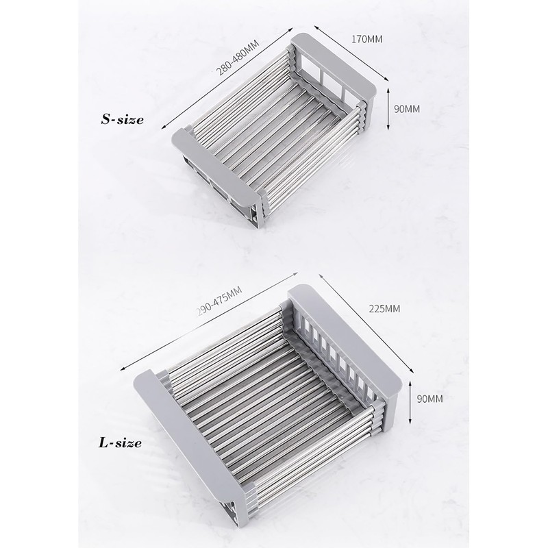 Extend Kitchen Sink Drain Basket,Stainless Steel Retractable Sink Rack,Over Sink