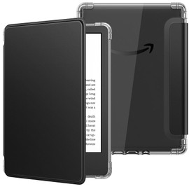 MoKo Hülle für 6" All-New Kindle (11th Generation-2024/2022 Modell), Ultraklar Weich Flexibel Transparent TPU Rückseite Leicht Schutzhülle mit Auto Schlaf/Aufwach für Kindle 2024, Schwarz