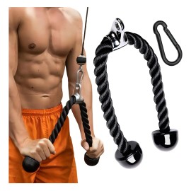 Cuerda de Tríceps Tzawhst 70cm Antideslizante Negro de Acero para Gimnasio