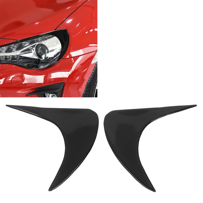 2pcs Headlight Eyebrow Black Decorative Eyelid Cover Trim Replacement for