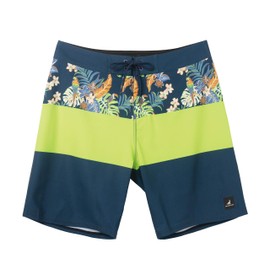 SURF CUZ Mens Board Shorts 4-Way Stretch Swim Shorts Quick Dry Swim Trunks,Parrot Garden,30