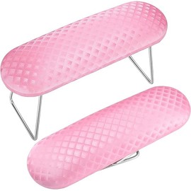 WOYAODONG Nail Arm Rest Microfiber Leather Nail Pillow Hand Rest Leather Manicure Pillow Stainless Steel Stand Nail Cushion Nail Art Hand Pillow Nail Arm Holder for Women Girls Nail Art Decoration (Pink)