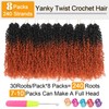 Aksice 10 Inch 8 Packs Yanky Twist Crochet Hair for