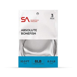 Scientific Anglers Absolute Bonefish Leader, 10 pies, 3 unidades, Transparente, 10LB - 3 PK