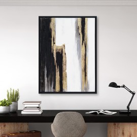 Empire Art Direct Abstract Wall Art Textured Hand Painted Canvas Art by Martin Edwards, Black Framed Wall Art, 40" x 30", Solemn Night