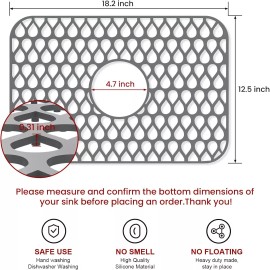 TOOVEM Farmhouse Sink Mat Drain Pad Protector 8.2"x12.5" Silicone Kitchen Mats
