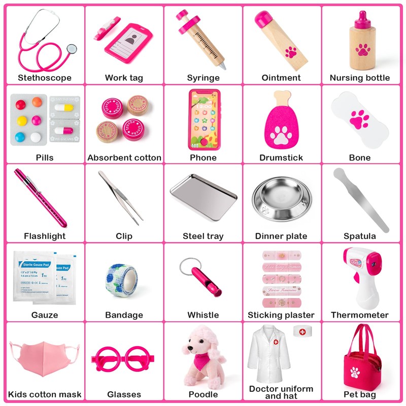 EFO SHM Pretend Play Doctor Kit for Girls, Veterinarian Playset