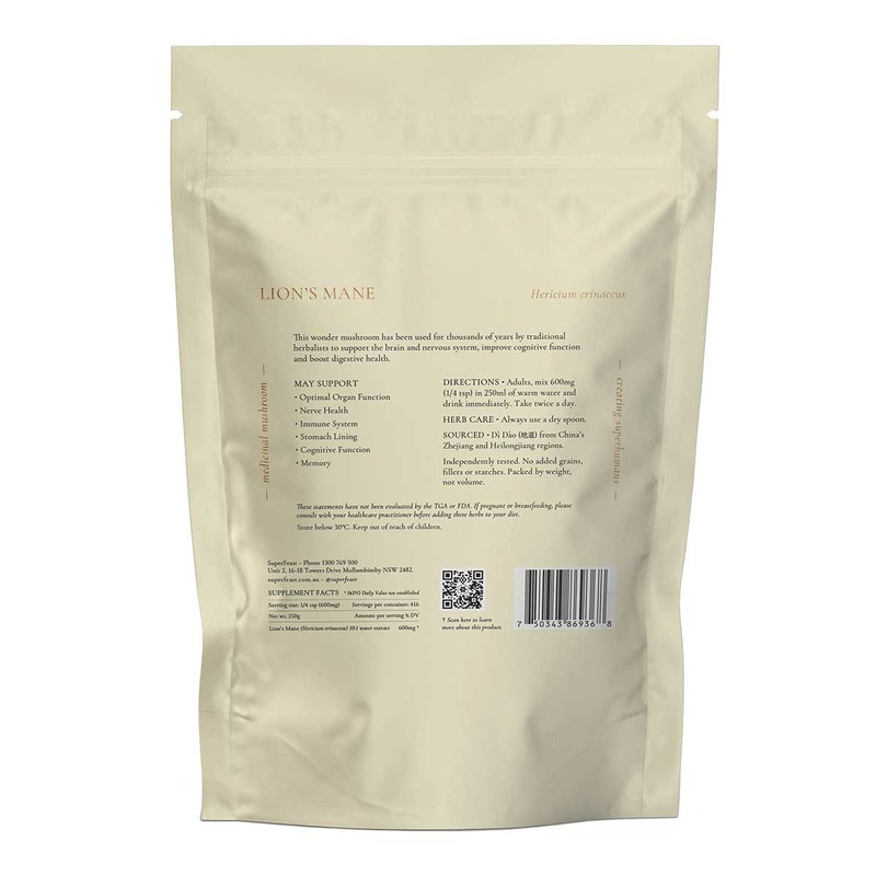 SuperFeast Lion's Mane Mushrooms, 100g