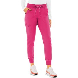Med Couture Scrub Pants for Women Jogger Pant with 5 Pockets, Lightweight, Ultra Soft, 2-Way Stretch Fabric - MC7710, L, Pink Punch