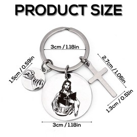 Christian Keychain Gifts, Double Side Bible Verse Key Chains Stainless Steel Jesus Keyring with Cross & Pinky Swear Religious Key Ring Jewelry for Women Men Inspirational Easter Baptism