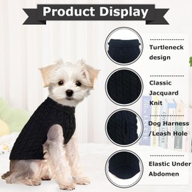 Dog Sweaters 2-Pack Australia - Warm Knitted Turtleneck Jumpers for Small Dogs & Cats Winter Pet Clothes Set | Machine Washable | Striped Design | Perfect for Aussie Climate(Black-S)