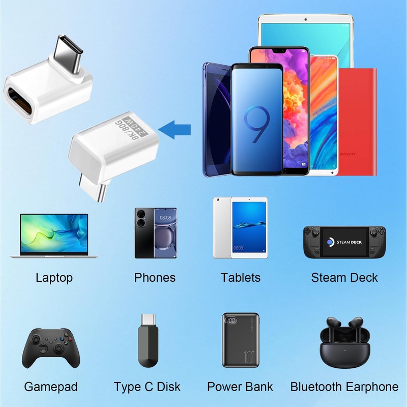 Danfetsoy 90 Degree USB C Adapter 80 Gbps, USB C