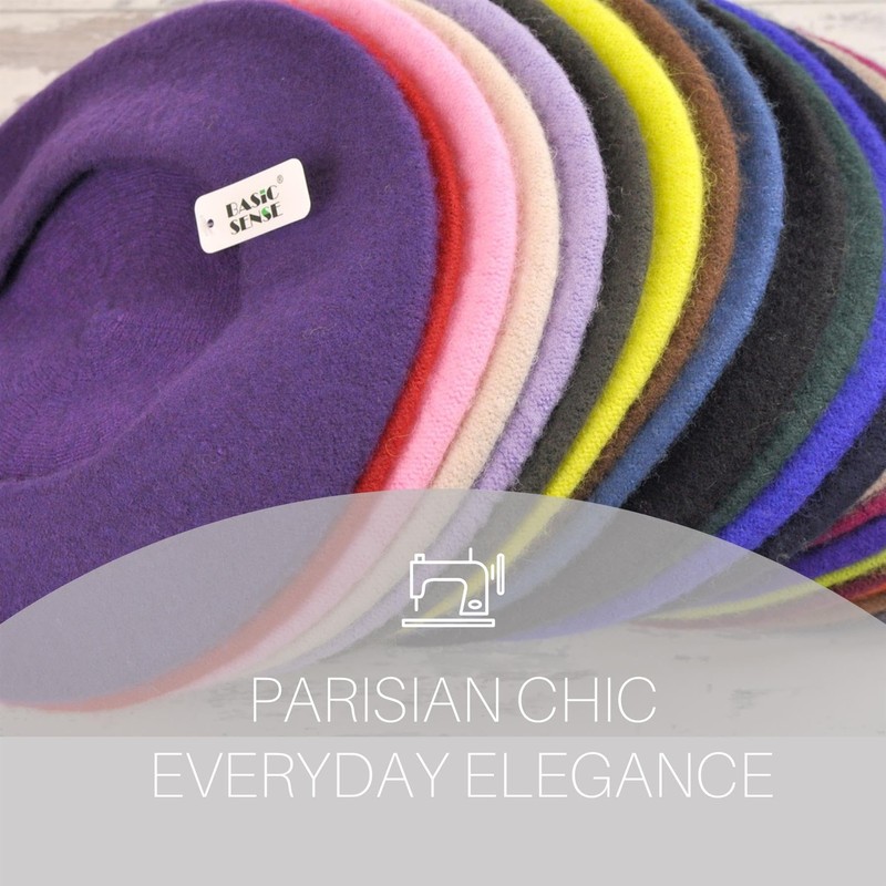 Basic Sense Plain Beret Hat 100% Wool French Beret Winter