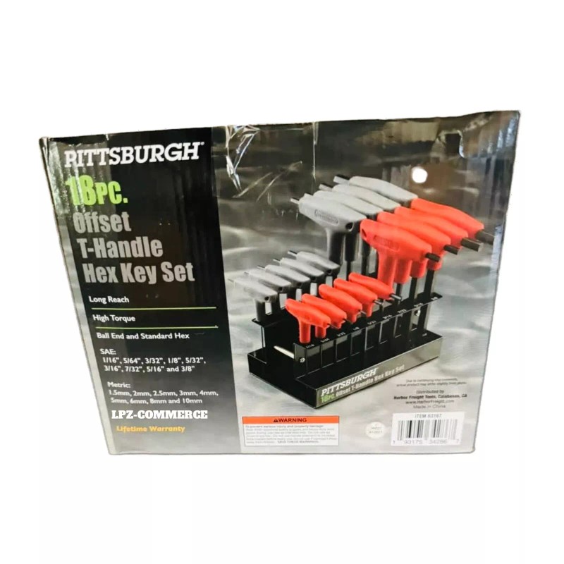 Pittsburgh 18pc Offset T-Handle Hex Key Set .SAE / Metric.