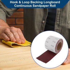 Hihaha P150 Long Board Sanding Paper 393.70"x3.94" Red Sanding Roll Back Velvet 1 Pc