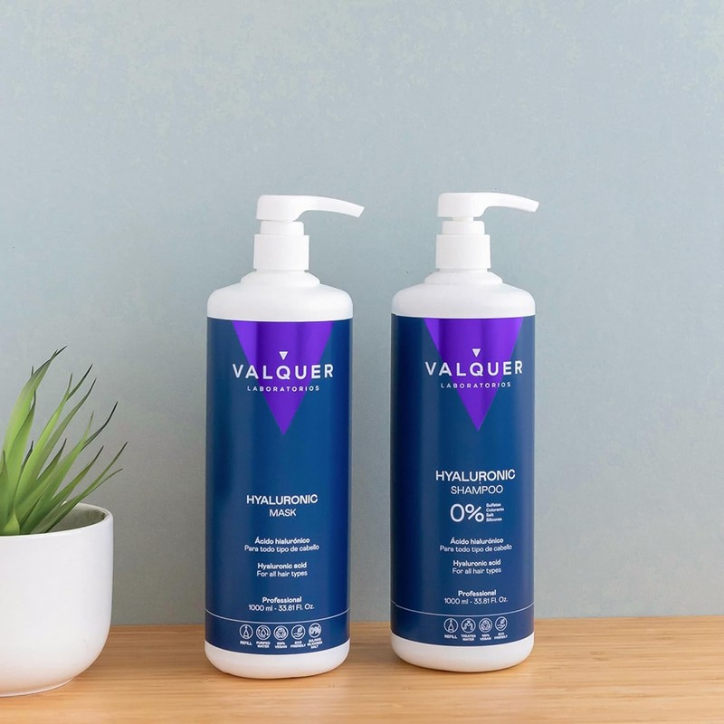VALQUER Pack Shampoo y Mascarilla Ácido Hialurónico 1 L +