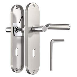 Bwintech 1 Set 72 mm Classic Zinc Door Handle on Plate with Keyhole Fitting, Suitable for Bedroom, Front Door, Wooden Door