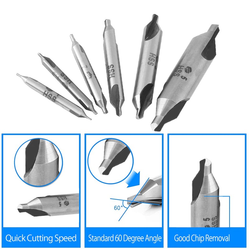 Watris Veiyi 6-Piece HSS Pilot Drill Set, 1/1.5/2/2.5/3/5 mm Metal