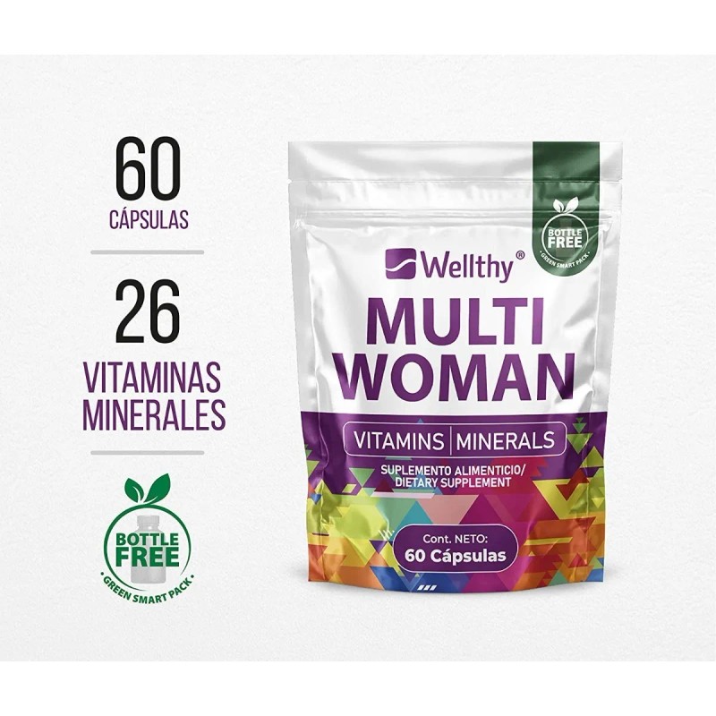 Wellthy Multi Woman Vitaminas Y Minerales Para Mujer 60caps Sabor