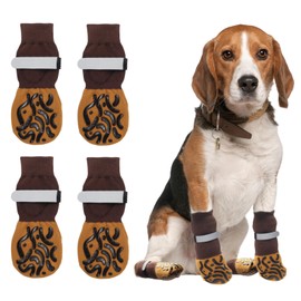 Dog Socks Stop Licking Paws Anti-Slip Grip Traction Control Prevent Scratching Paw Protector Boots for Dogs (Brown, XS)