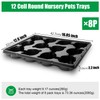 BTPLASTIK 12 Cell Round Nursery Pots Trays 8 Pack, Sturdy